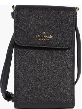 kate spade New York Lola Glitter North South Black Crossbody Phone Bag